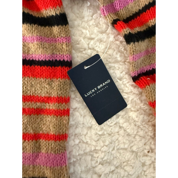 Women's Lucky Brand Striped Sweater Tan/Red/Pink/Black Size S - Picture 6 of 8
